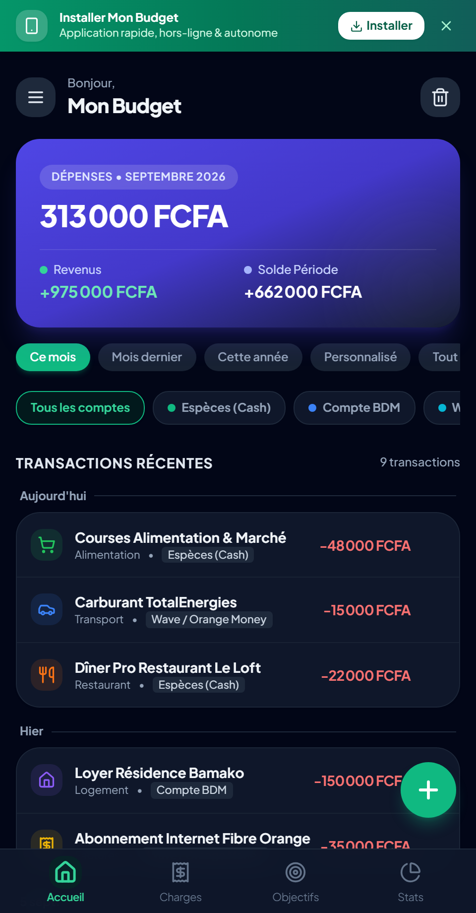 Application mobile MonBudget